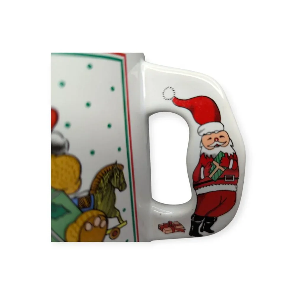 Vintage Enesco Christmas Teddy Ceramic Coffee Mug w/Santa 